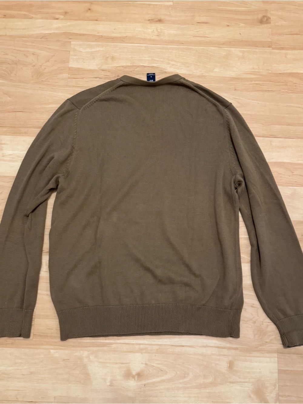 NWOT Gap Y2K Olive Brown V Neck Men's Sweater XL 100% Cotton - Picture 2 of 5